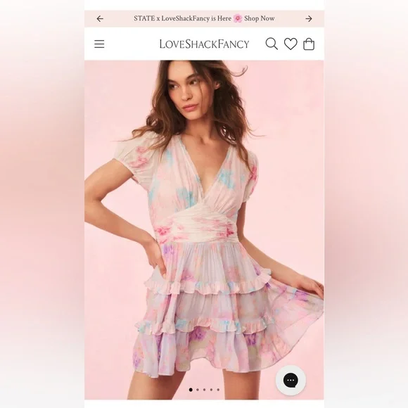 LoveShackFancy Spirea Floral Chiffon Mini Dress - Picture 2 of 7